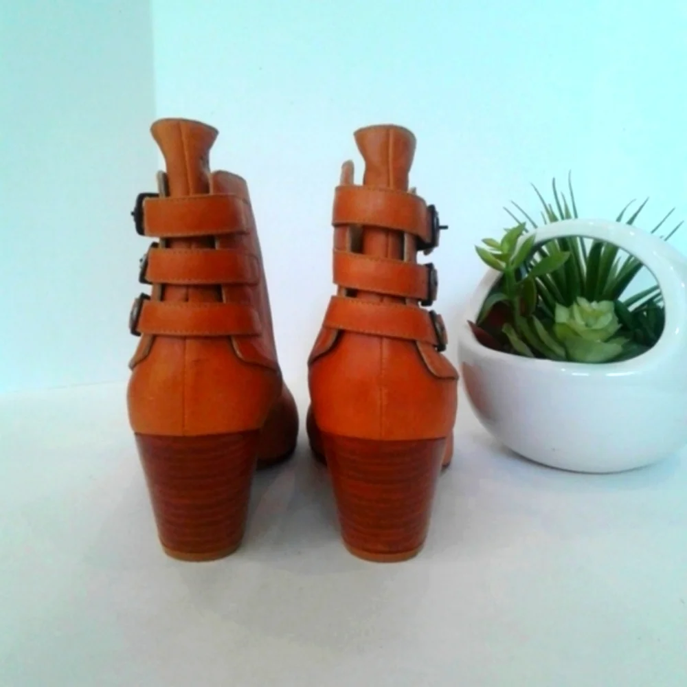Fortress of Inca brown-orange  ankle boots block heel